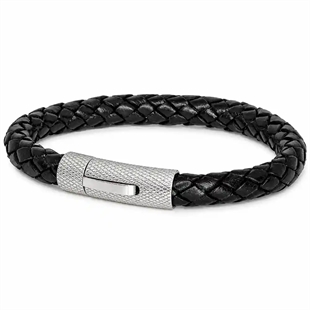 Riffle läderarmband svart.