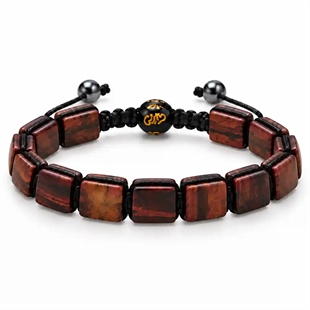Lhasa – rödbrunt macramé-armband för män