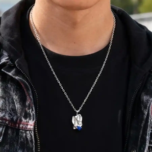 Urban stål med blå sten hänge – Edge Design