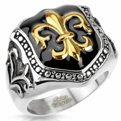 Män ring "Fleur De Lis" stål