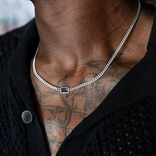 Link Steel CZ halsband i rostfritt stål för män