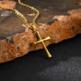Golden Faith kors halsband rostfritt stål