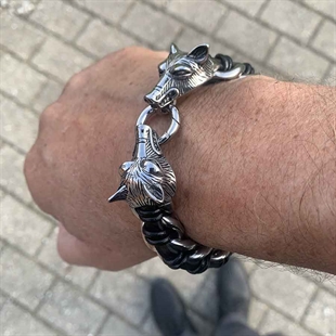 armband stål varg huvud