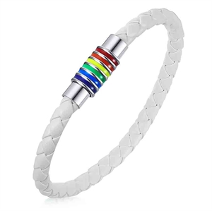 Vitt Pride Armband i regnbågens färger