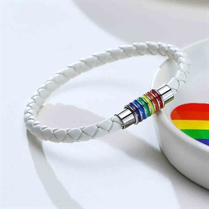 Vitt Pride Armband i regnbågens färger