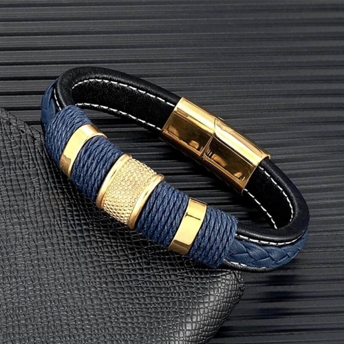 Gold/blue Crawe-armband för män.