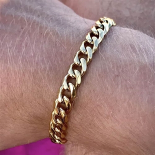 Guldpläterat Link-armband i rostfritt stål 7mm brett