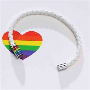 Vitt Pride Armband i regnbågens färger