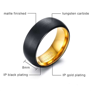 Guld / Svart volfram ring (Tungsten)