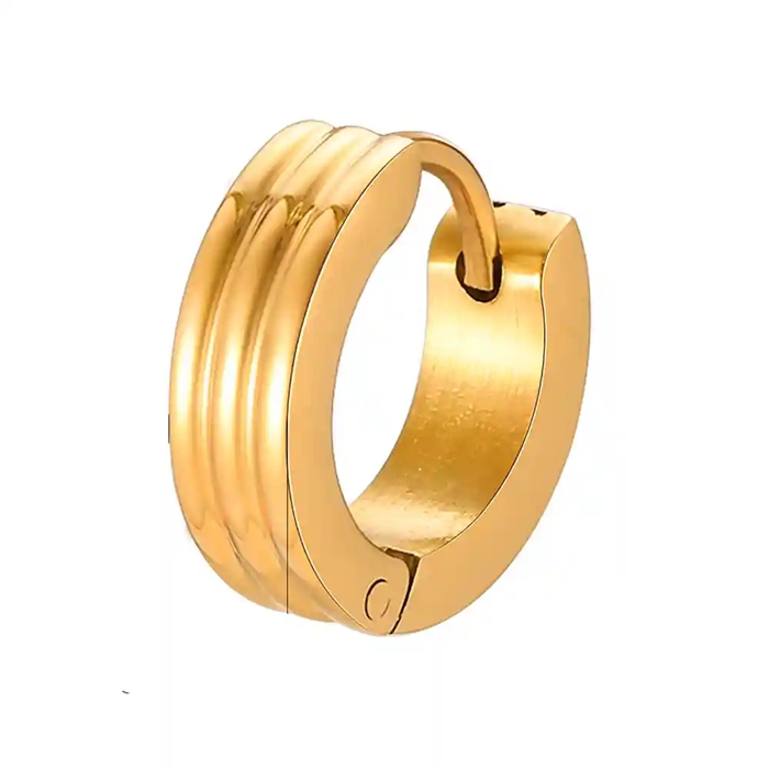 Golden Ridge Hoop – Exklusiv Herrörhänge i Guldpläterat Stål