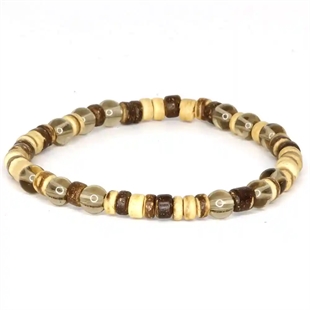 Pärlarmband med kokos och quartz stenar – 6 mm (ca. 20 cm)