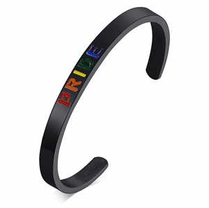 Svart Bangle Pride armband i rostfritt stål.