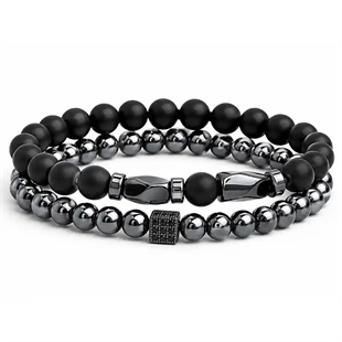 Noir Hematit Armbandsset – Svart & Gunmetal
