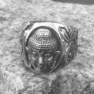 Buddha mens ring i rostfritt stål