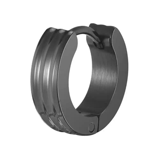 Herrörhänge i svart IP-belagt rostfritt stål med räfflad design