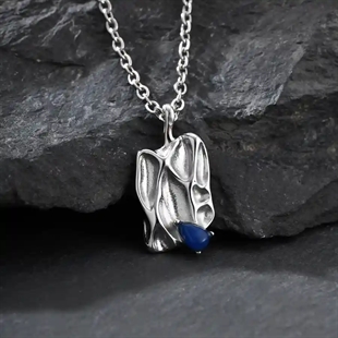 Urban stål med blå sten hänge – Edge Design