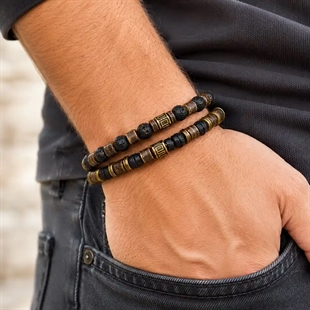 Lava Spirit – Herrarmband i lava- och naturstenar 6mm