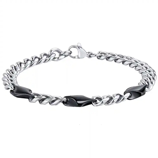 Herrarmband i rostfritt stål med svarta detaljer