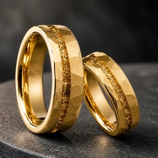 Aurelio – PVD-förgylld tungstenring i 6 eller 8 mm