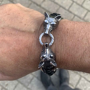 armband stål varg huvud